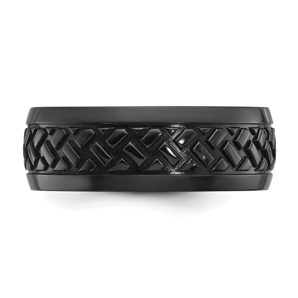 Black Zirconium Polished 8mm Grooved Band