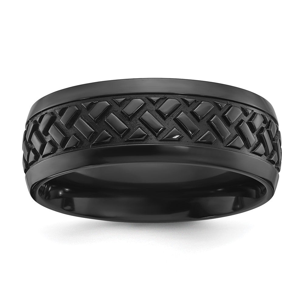Black Zirconium Polished 8mm Grooved Band