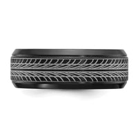 Black Zirconium Polished Lasered Tire Design 8mm Band