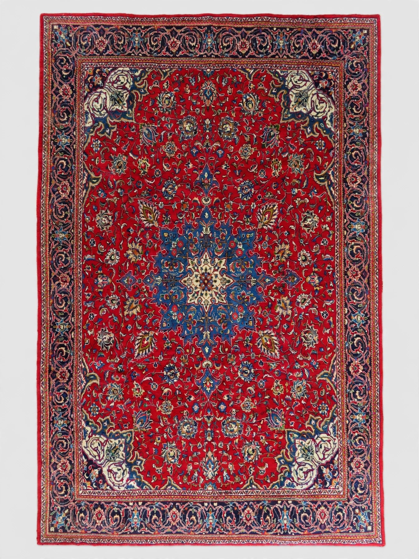 Hand Knotted Persian Vintage Rug, Traditional Wool Area Rug, 13 ft 5 in x 9 ft 8 in, flat view