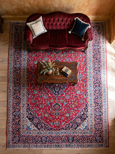 Hand Knotted Persian Ardakan Vintage Rug, Traditional Wool Area Rug, 12 ft 10 in x 9 ft 6 in, in living room