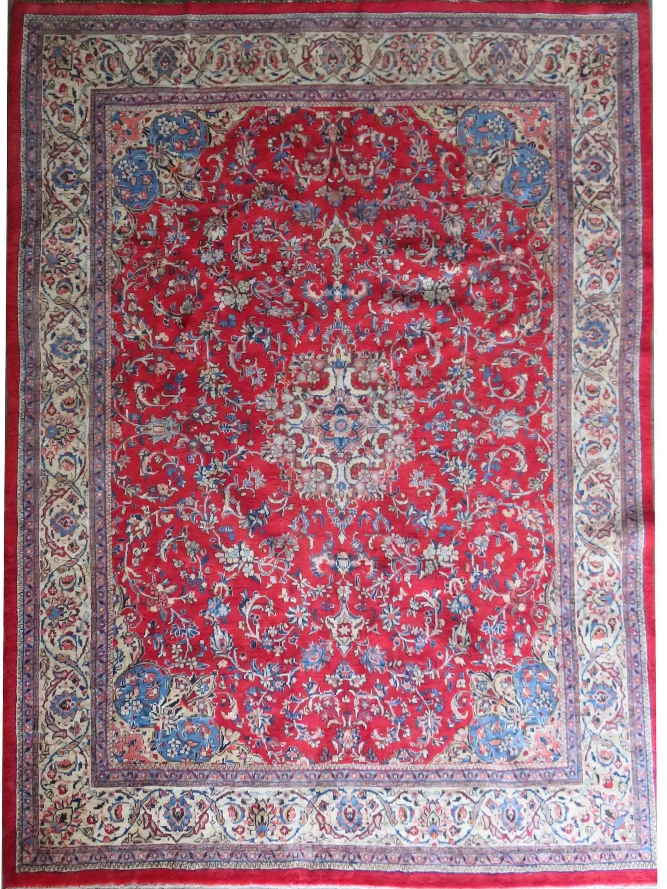Hand Knotted Persian Arak Vintage Rug, Traditional Wool Area Rug, 12 ft 9 in x 9 ft 6 in, flat view