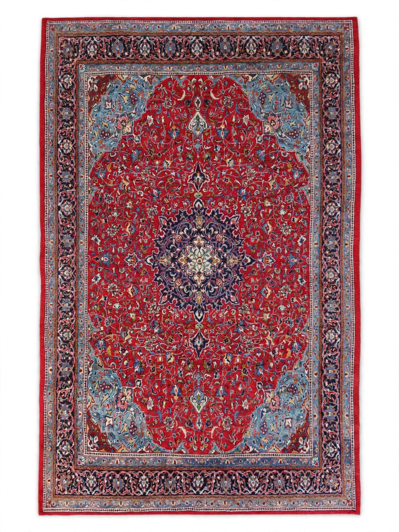 Hand Knotted Persian Vintage Rug, Traditional Wool Area Rug, 13 ft 7 in x 9 ft 7 in, flat view