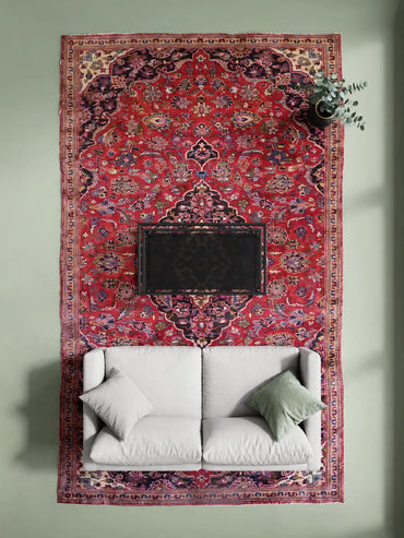 Hand Knotted Persian Ardakan Vintage Rug, Traditional Wool Area Rug, 10 ft 2 in x 7 ft 10 in, in living room