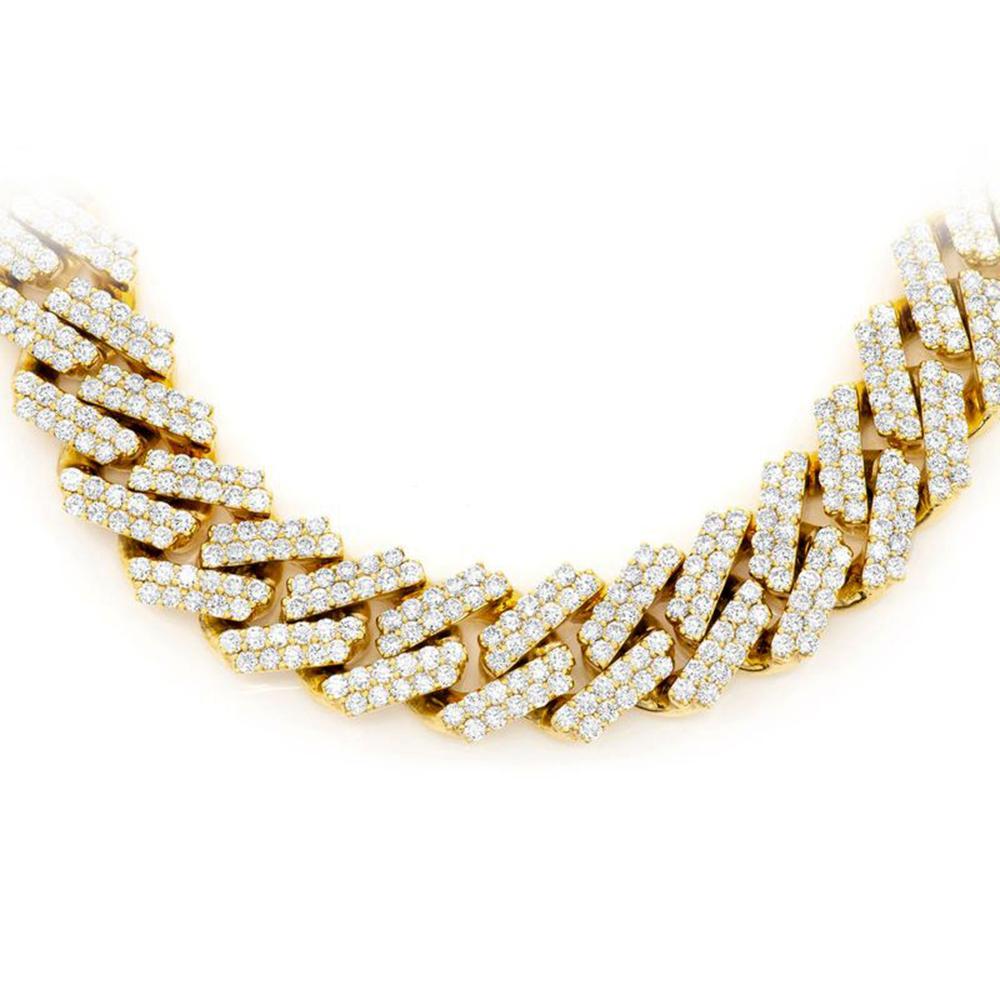 11MM 14.5ct G SI 14K Yellow Gold Diamond Square Cuban Necklace 22" ABC Rugs Kilims