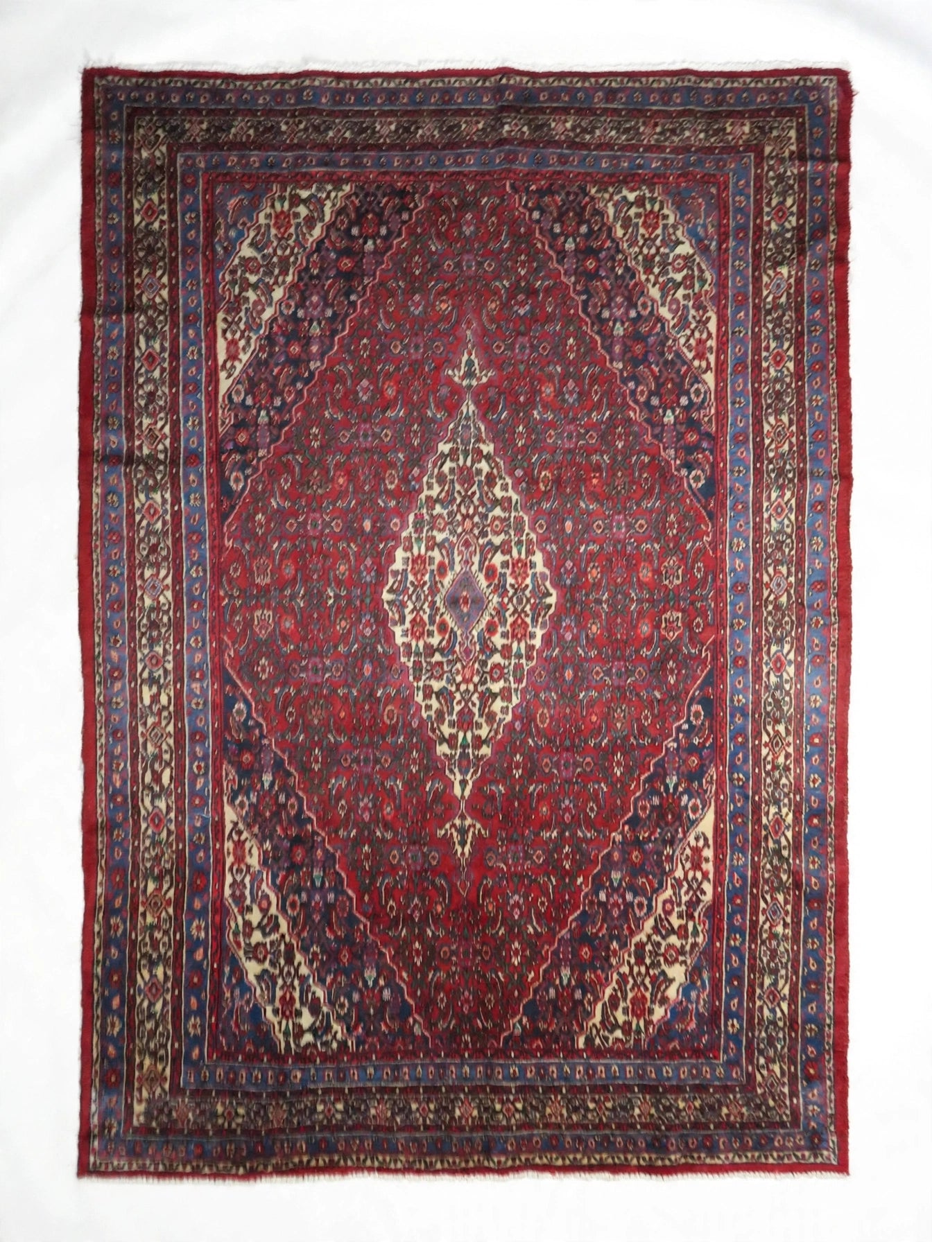 Hand Knotted Persian Vintage Rug, Traditional Wool Area Rug, 11 ft 7 in x 8 ft 1 in, flat view