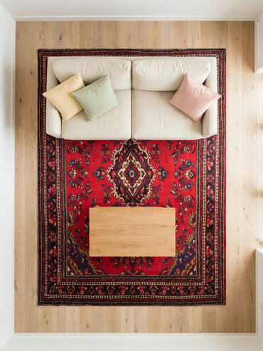 Hand Knotted Persian Vintage Rug, Traditional Wool Area Rug, 10 ft 6 in x 8 ft 1 in, in living room