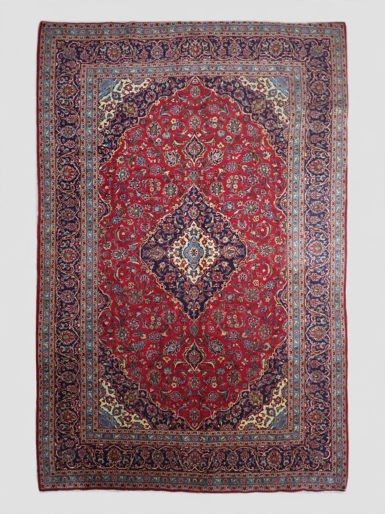 Hand Knotted Persian Vintage Rug, Traditional Wool Area Rug, 12 ft 0 in x 9 ft 0 in, flat view