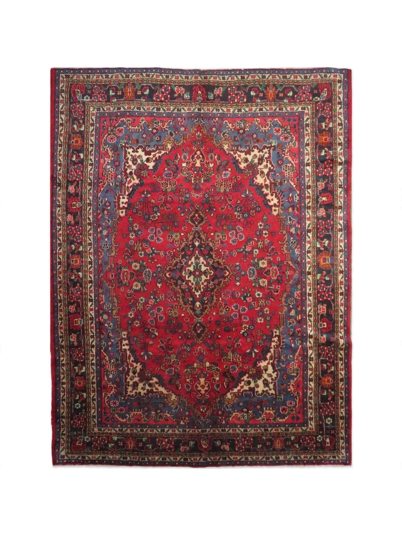 Hand Knotted Persian Vintage Rug, Traditional Wool Area Rug, 11 ft 10 in x 8 ft 8 in, flat view
