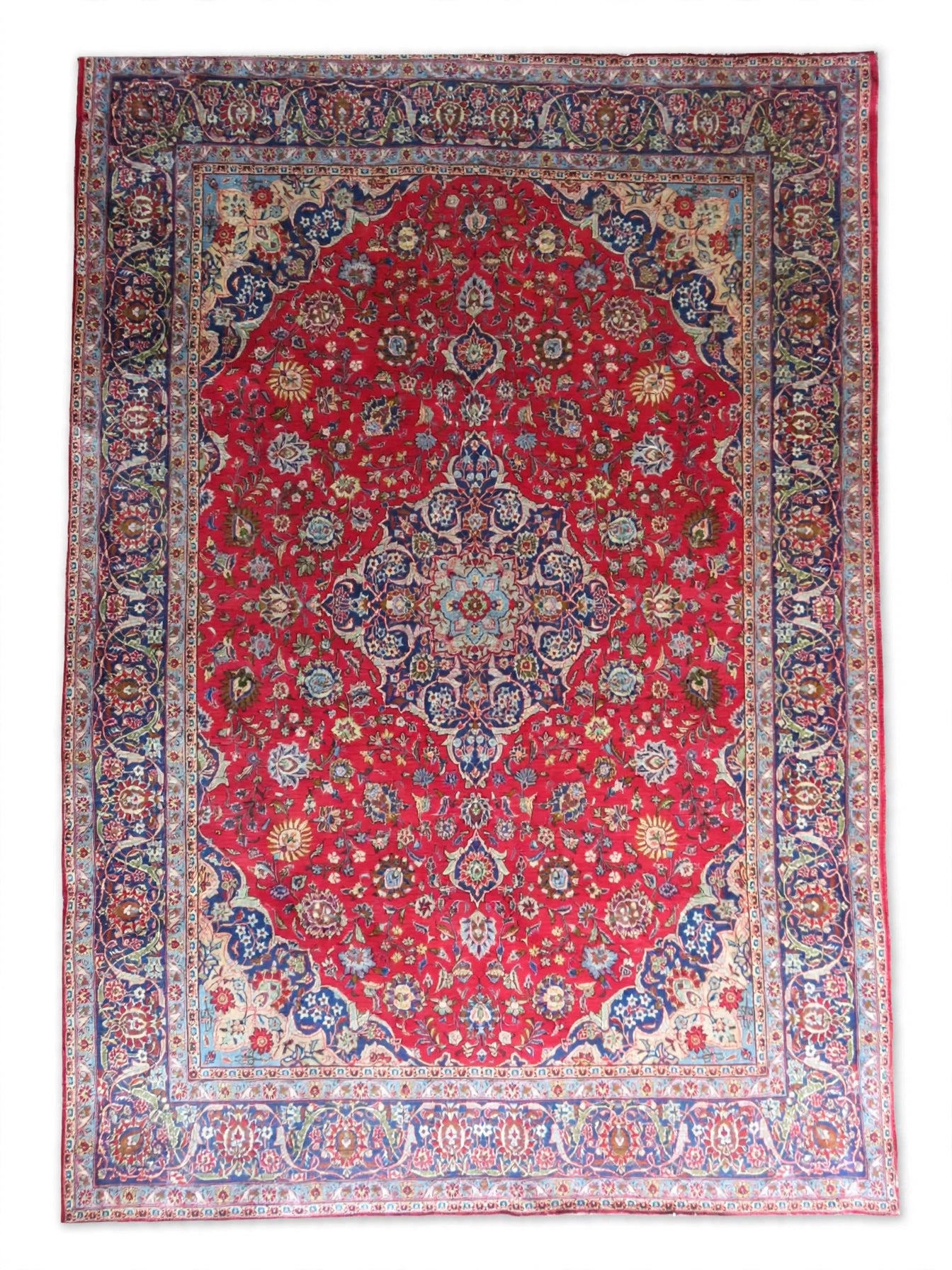 Hand Knotted Persian Vintage Rug, 13 ft 4 in x 10 ft 3 in, flat view