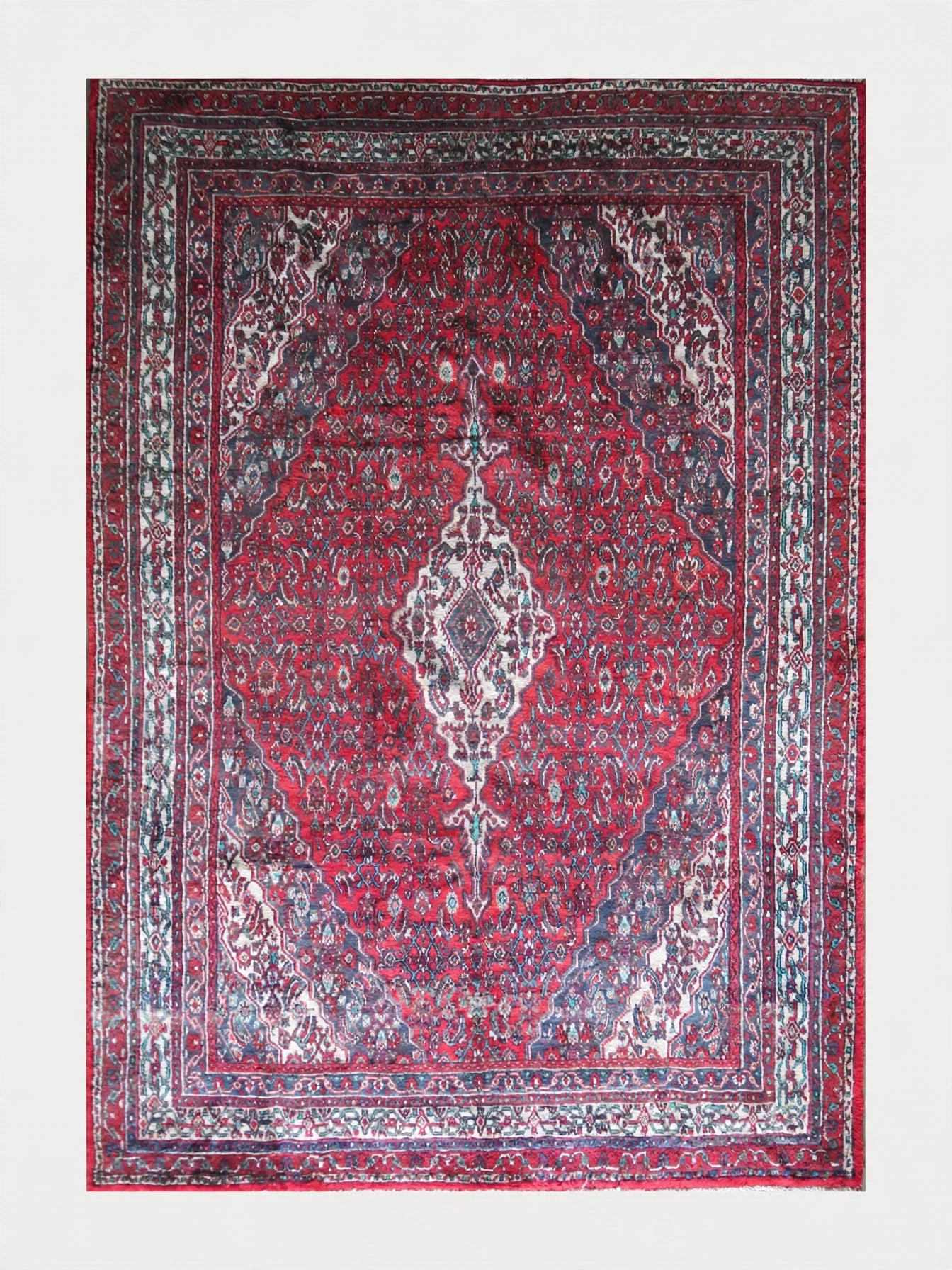 Hand Knotted Persian Vintage Rug, Traditional Wool Area Rug, 11 ft 7 in x 9 ft 0 in, flat view