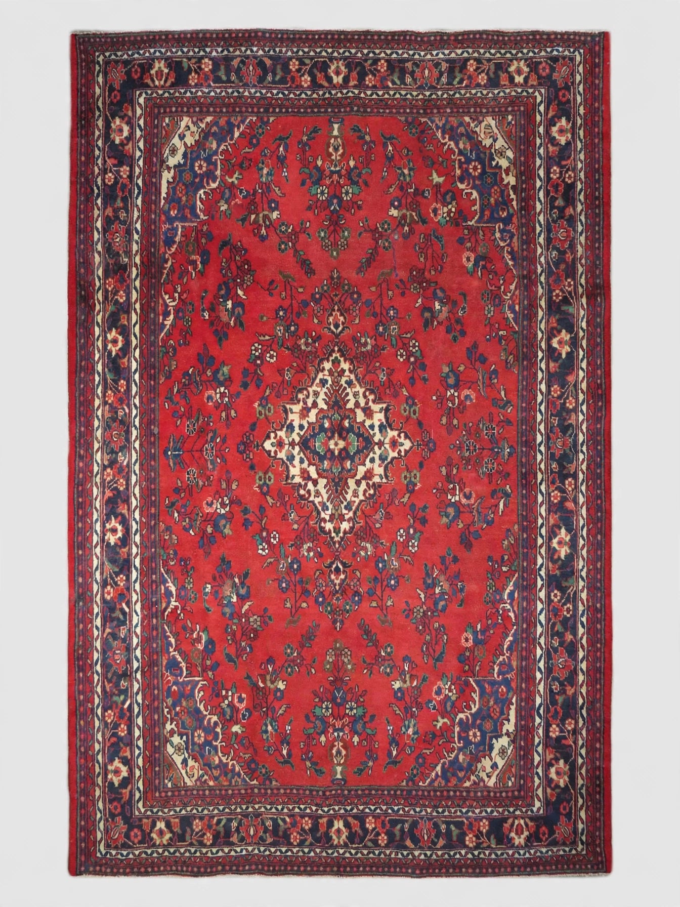 Hand Knotted Persian Vintage Rug, Traditional Wool Area Rug, 11 ft 5 in x 8 ft 6 in, flat view