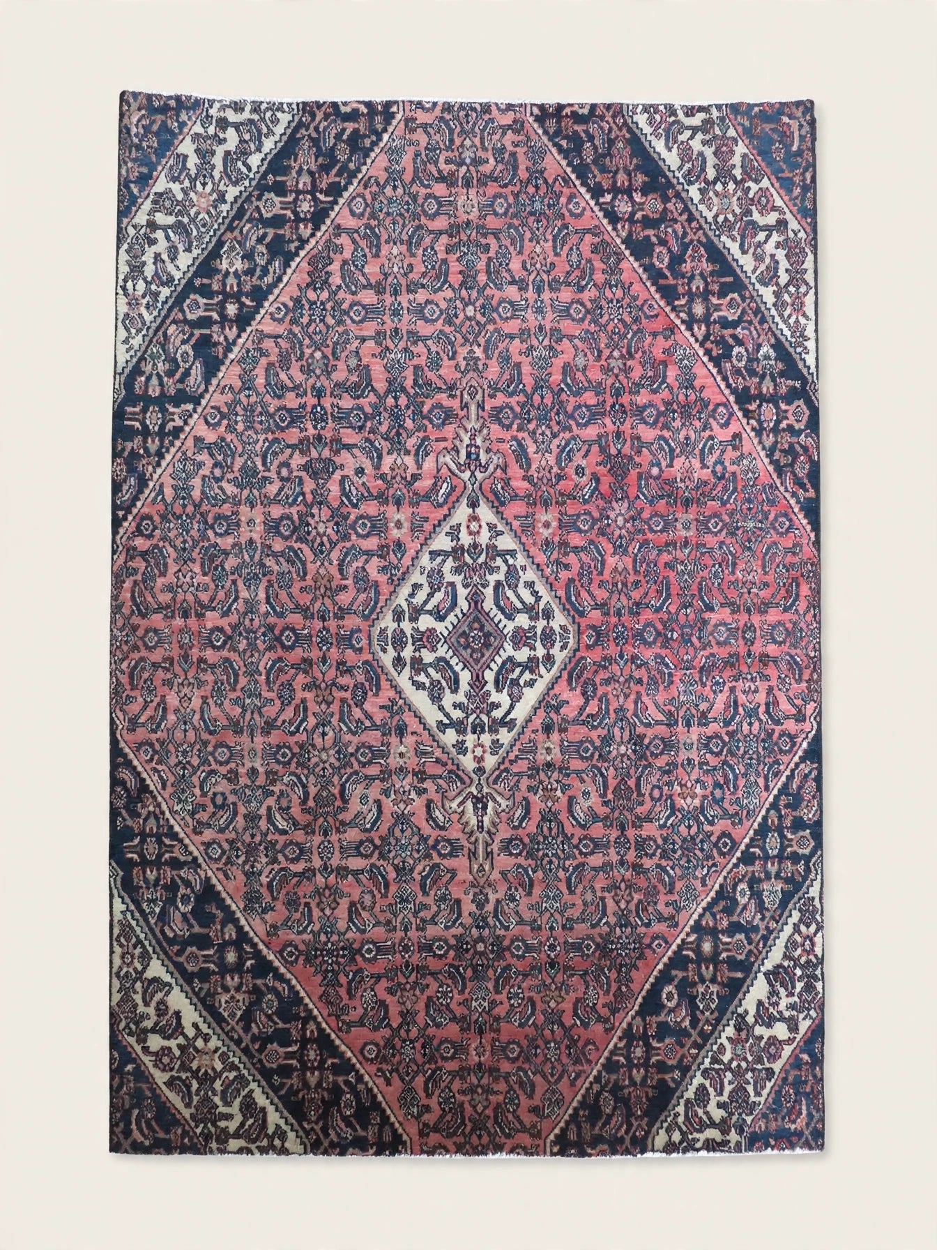 Hand Knotted Persian Vintage Rug, Traditional Wool Area Rug, 11 ft 11 in x 9 ft 0 in, flat view