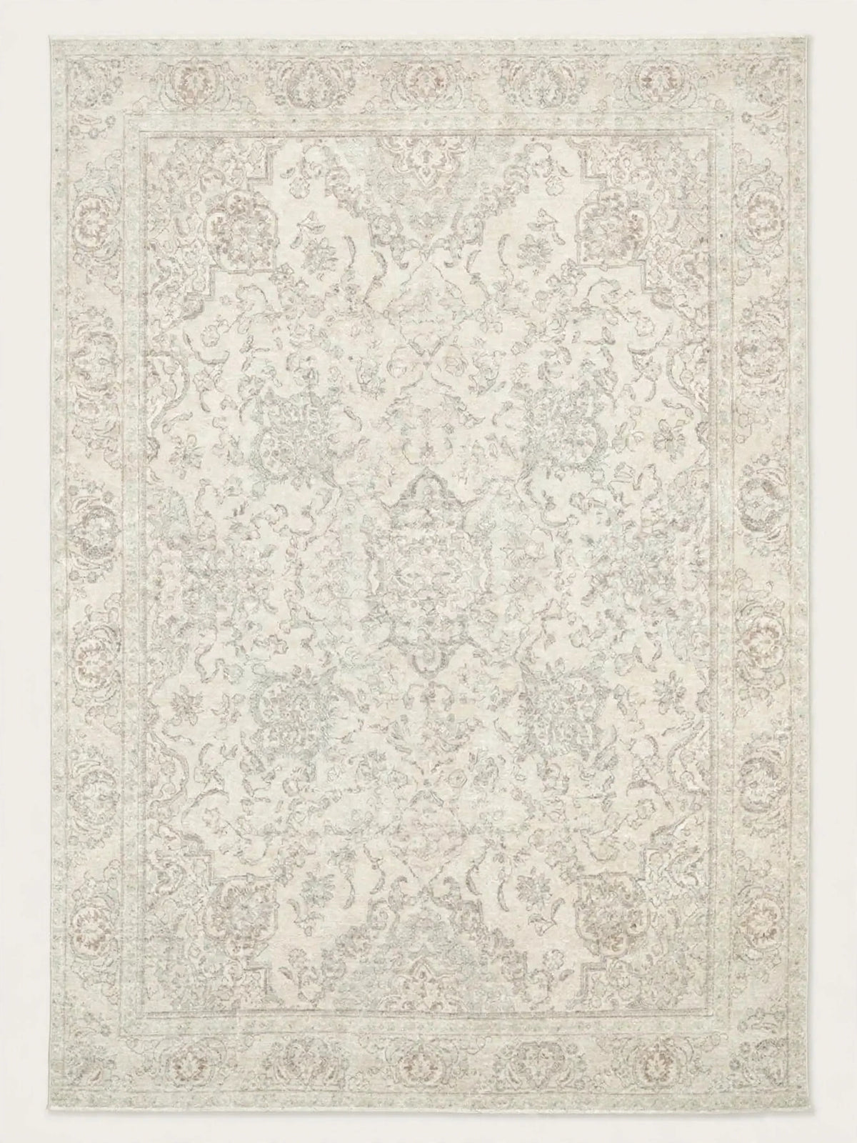 Hand Knotted Persian Rug R15473, 12 ft 11 in x 9 ft 8 in, flat view, natural faded colors