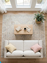 Hand Knotted Persian Rug R15473, 12 ft 11 in x 9 ft 8 in, in living room, light happy furniture on rug, natural colors