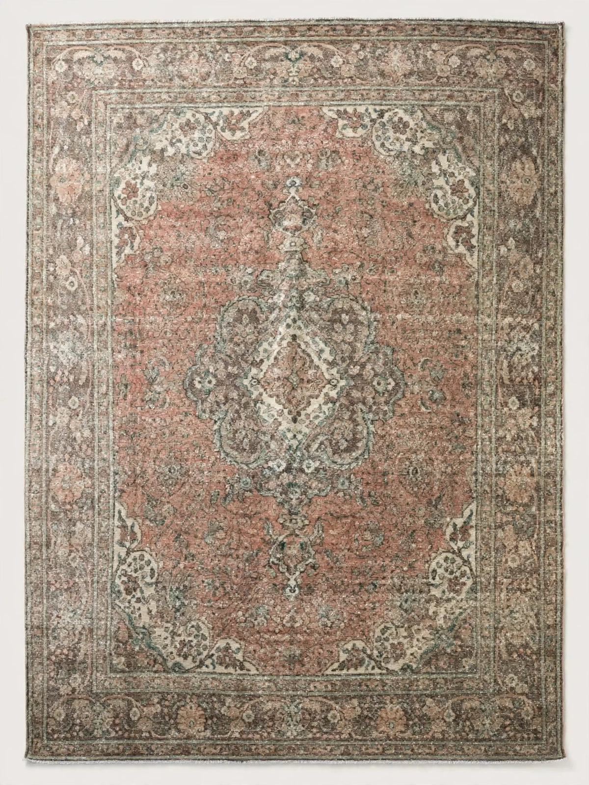 Hand Knotted Persian Rug R15490, 12 ft 9 in x 9 ft 10 in, flat view, natural colors