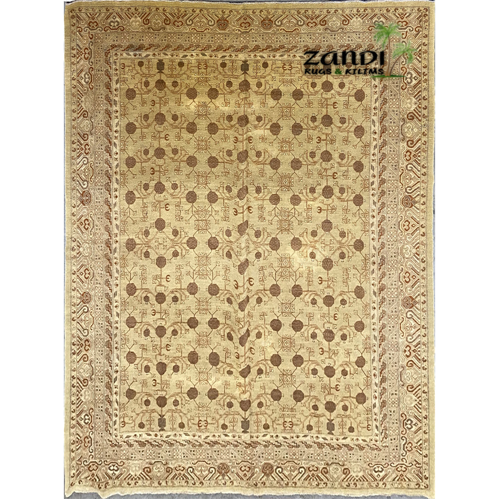 Hand knotted Afghani Khotan design rug size 7'10''x9'4'' RR10129