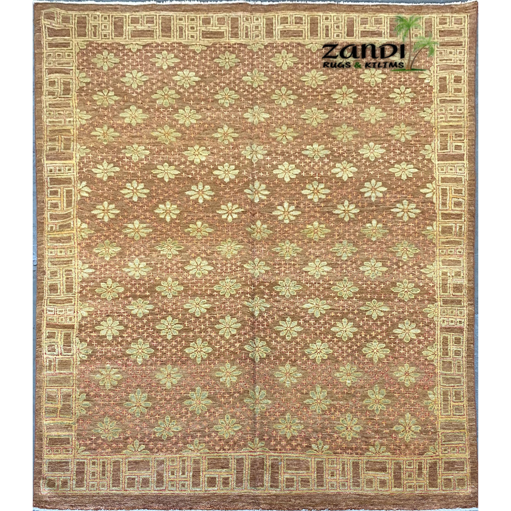 Hand knotted Afghani Khotan design rug size 9'0''x6'10'' RR10398