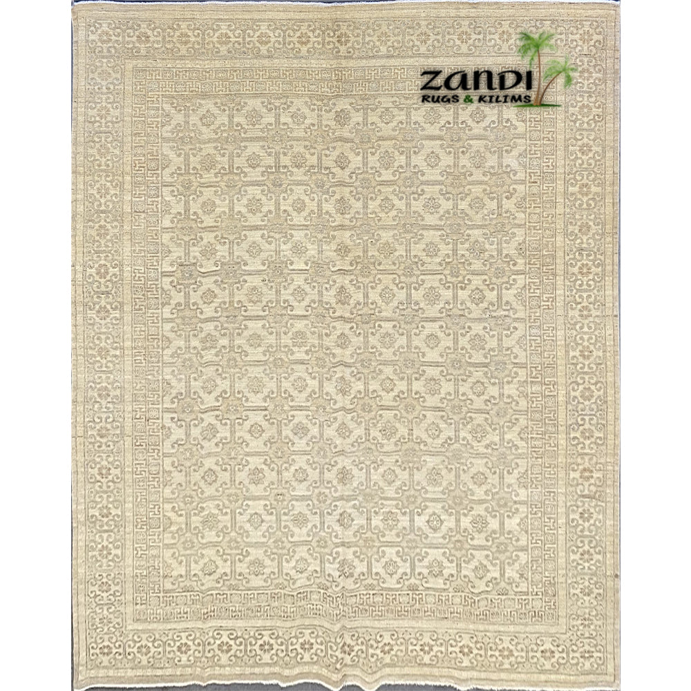 Hand knotted Afghani Khotan design rug size 9'10''x8'0'' RR10118