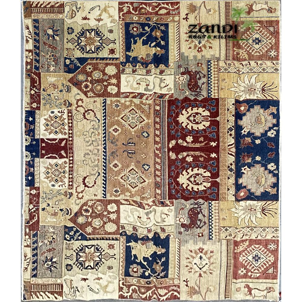 Hand knotted Afghani Khotan design rug size 11'10''x7'8'' RR10122