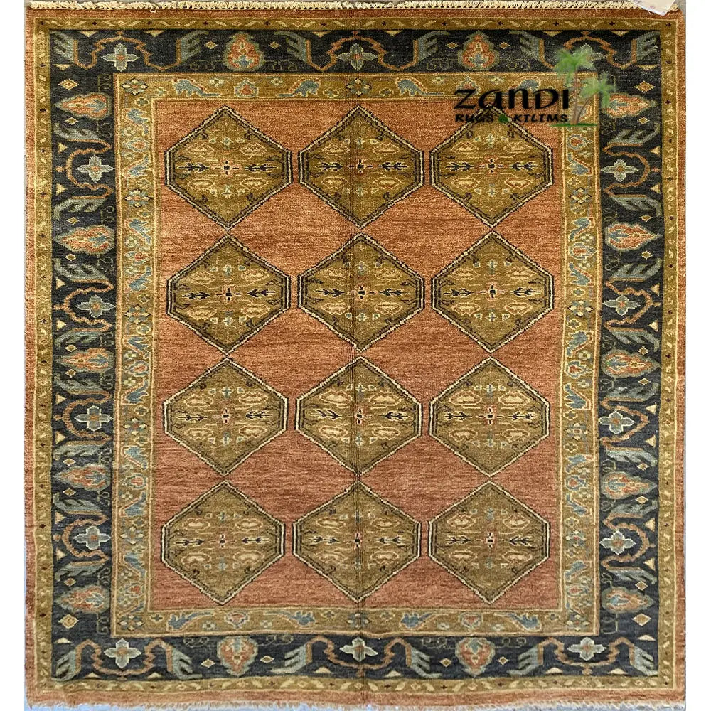 One Of The Kind Indian Hand-Knotted Rug 5'6''X8'6'' zandirugs
