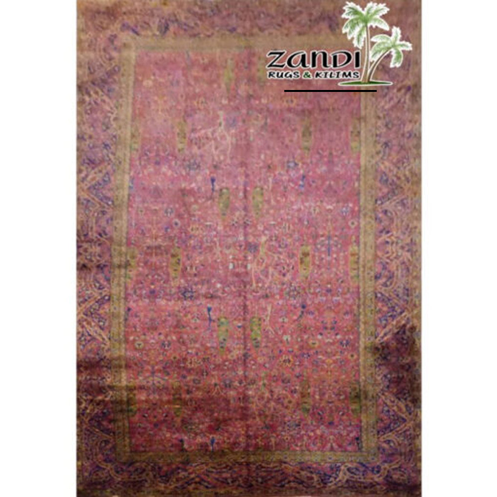 Hand Knotted Persian Kerman Wool/Cotton Rug Size 23'0"X12'0" (Gr15908) (Panr15908) (Red, Blue)